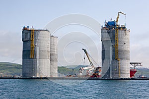 Base of the oil drilling platform towed