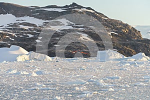 Base Primavera - an Argentine Antarctic base and scientific research station Primavera Cape in Cierva Bay