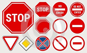 Base Road Sign Set. Traffic Icons. Vector Illustration