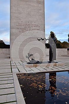 Memorial tower at the Court of Honor on the Netherlands American Cemetery and Memorial Margraten