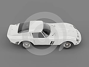 Base white cool vintage sports car - high angle side view