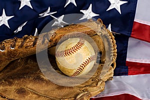 Baseball and American Flag