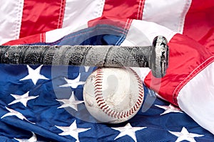 Baseball on American flag