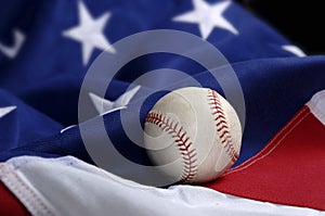 Baseball on American Flag