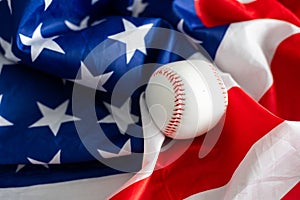 baseball on a american flag sports concept