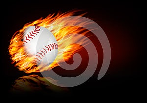 Baseball background with a flaming ball.