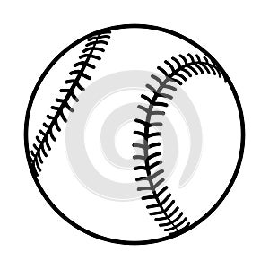 baseball ball - black and white vector silhouette symbol illustration, white background