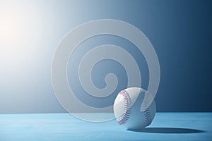 Baseball Ball On  Blue Wooden Table