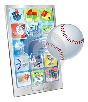 Baseball ball flying out of cell phone
