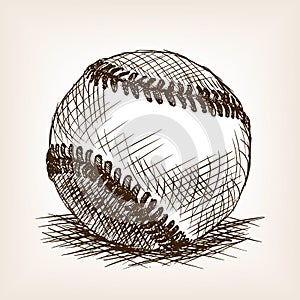 Baseball ball hand drawn sketch style vector