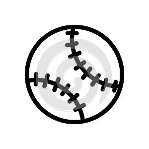 Baseball ball icon line isolated on white background. Black flat thin icon on modern outline style. Linear symbol and editable