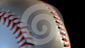 Baseball ball isolated on black background/Red seam on white ball