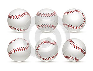 Baseball ball isolated white icon. Softball set vector base ball equipment illustration