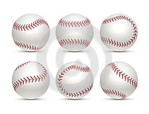 Baseball ball isolated white icon. Softball set vector base ball equipment illustration photo