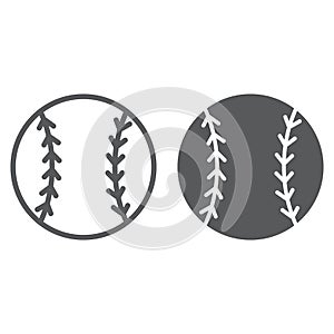 Baseball ball line and glyph icon, game and sport, ball sign, vector graphics, a linear pattern on a white background,