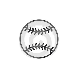 Baseball ball line icon, outline vector sign, linear style pictogram isolated on white.
