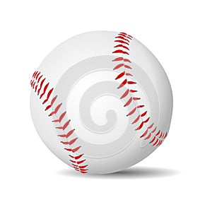 Baseball ball realistic in white leather