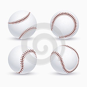 Baseball ball, softball, equipment vector icons