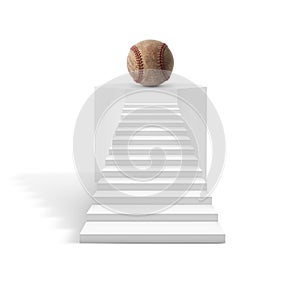 baseball ball on stairway to success. baseball game concept