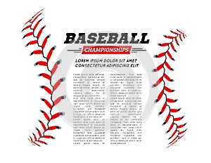 Baseball ball text frame on white background.