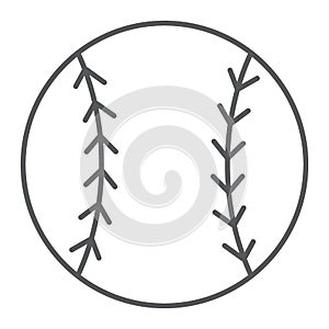 Baseball ball thin line icon, game and sport