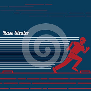 Baseball base stealer. Vector illustration decorative design