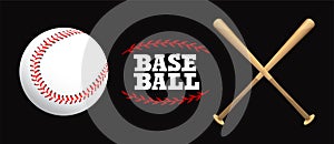 Baseball and Baseball bats on a white background, sport game , vector illustration