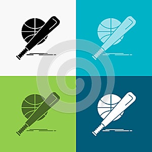 baseball, basket, ball, game, fun Icon Over Various Background. glyph style design, designed for web and app. Eps 10 vector