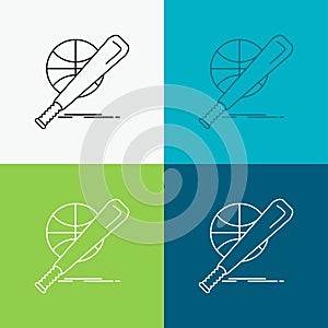 baseball, basket, ball, game, fun Icon Over Various Background. Line style design, designed for web and app. Eps 10 vector