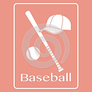 Baseball bat, ball, cap. Sport vector illustration