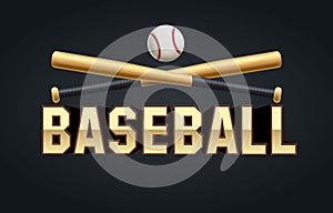 Baseball bat and ball with text realistic objects