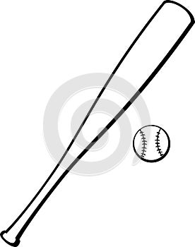 Baseball bat and ball vector illustration