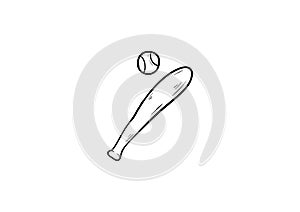 Baseball bat doodle icon vector