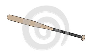 Baseball bat. Hand drawn. Isolated on white background