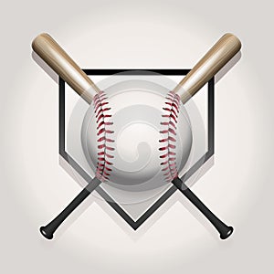 Baseball, Bat, Homeplate Illustration