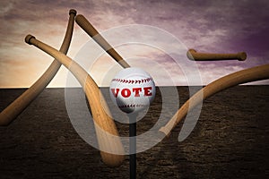 Baseball bats lurk a ball vote demonstrating voting issue.