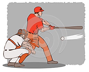 Baseball batter and catcher