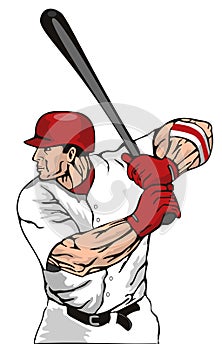 Baseball batter hitting ball