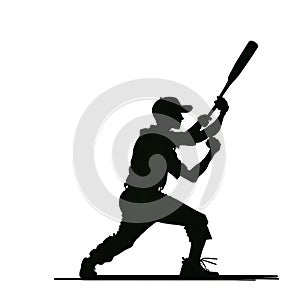 Baseball Batter Hitting Ball with Bat, detailed realistic silhouette, Generated Ai