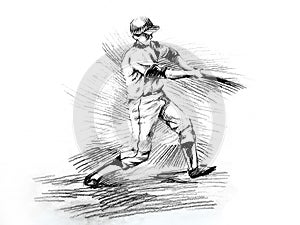 Baseball batter player hitting drawing