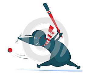 Baseball batter rat or mouse hitting pitch illustration