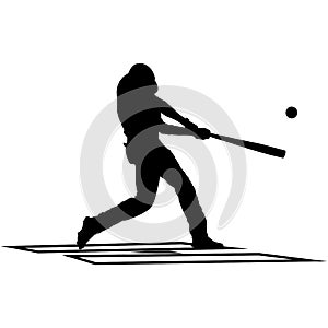 Baseball batter in ready position to playing on the Home Plate position. Baseball batter at work on baseball field. silhouette