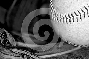 Baseball in black and White