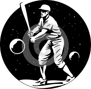 Baseball - black and white isolated icon - vector illustration