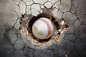 Baseball breaks barriers Ball dramatically flies through a cracked wall