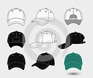 Baseball cap. Back, front and side view