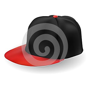 Baseball cap. Black hat vector template. Isolated