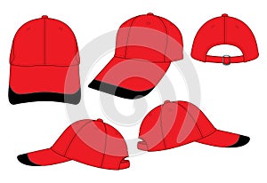 Baseball Cap Design Vector Red / Black