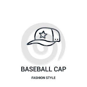 baseball cap icon vector from fashion style collection. Thin line baseball cap outline icon vector illustration