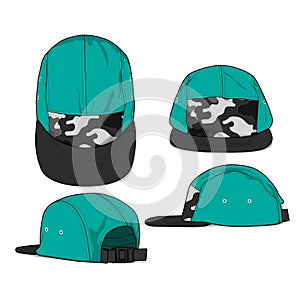 Baseball cap template mockup vector camp cap design trucker cap set